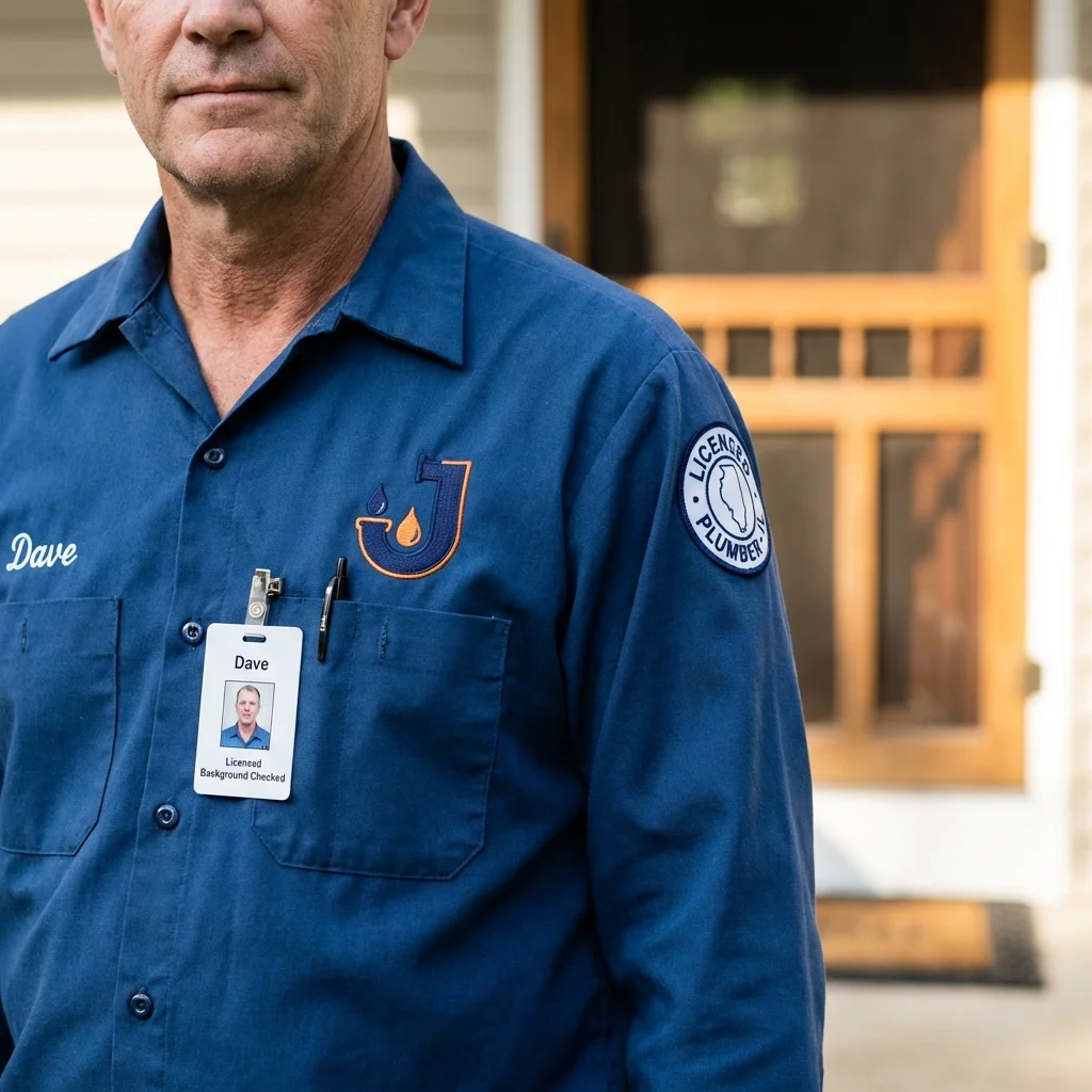 Licensed plumber showing ID badge in Barrington, NH