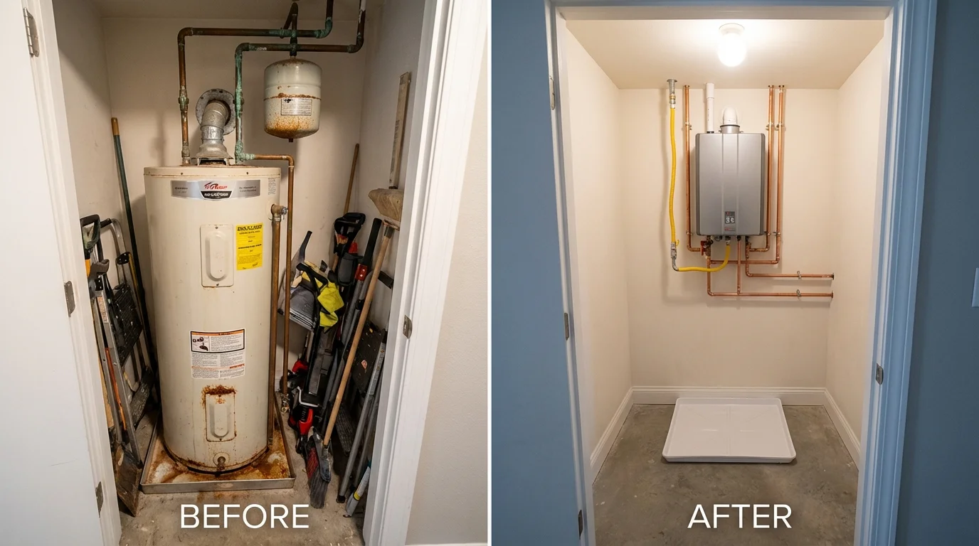 Tank water heater versus wall-mounted tankless unit comparison for Barrington, NH homeowners